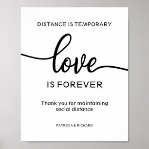 Affiche Panneau Distance est Temporaire Amour est Éternel