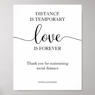 Affiche Panneau Distance Temporaire Amour Éternel