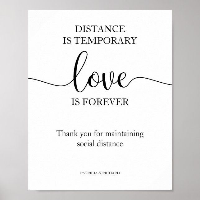 Affiche Panneau Distance Temporaire Amour Éternel (Devant)
