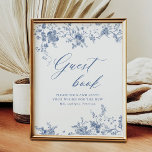 Affiche Panneau d'or Chinoiserie Blue Floral Mariage<br><div class="desc">Panneau d'or Chinoiserie Blue Floral Mariage</div>