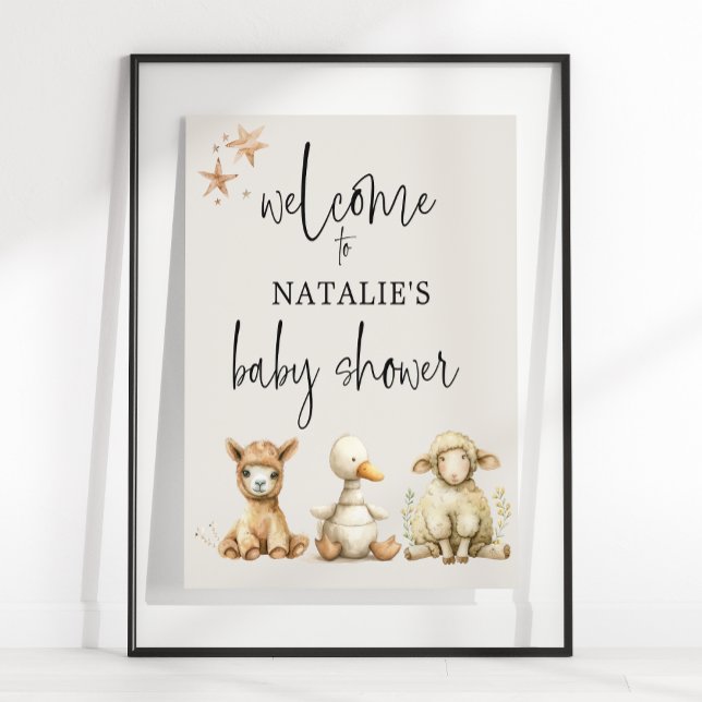 Affiche Panneau du Baby shower Animaux de la Pépinière vin (Créateur téléchargé)