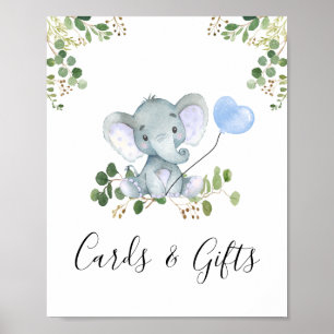 Affiche Panneau du Baby shower Blue Balloon Elephant