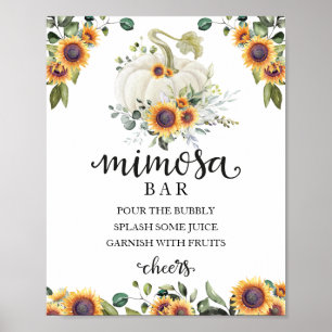 Affiche Panneau du Baby shower d'automne vert Mimosa Bar