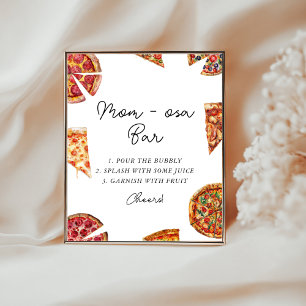 Affiche Panneau du Baby shower de pizza Momosa