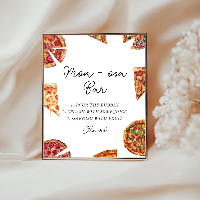Affiche Panneau du Baby shower de pizza Momosa (Créateur téléchargé)