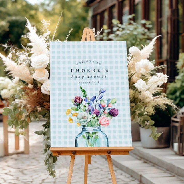 Affiche Panneau du Baby shower du Fleur sauvage rustique M (Créateur téléchargé)