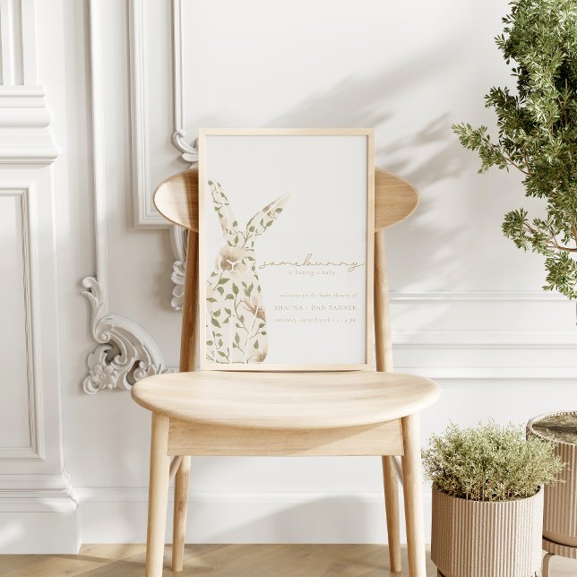 Affiche Panneau du Baby shower floral de Pâques de printem (Créateur téléchargé)