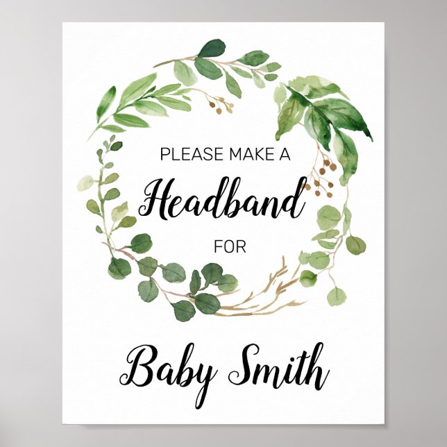 Affiche Panneau du Baby shower Floral Greenery (Devant)