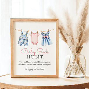 Affiche Panneau du Baby shower Jean Baby Chasse aux soies