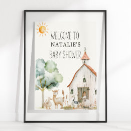 Affiche Panneau du Baby shower Petite ferme de pépinière A