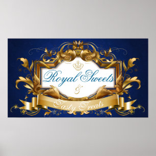 Affiche Panneau du Baby shower Royal Sweets and Tasty Trai