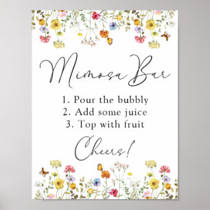 Affiche Panneau du bar de brunch Mimosa botanique de fleur