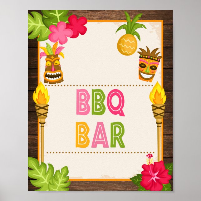 Affiche Panneau du Bar Luau BBQ (Devant)