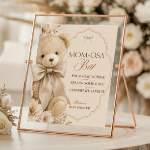 Affiche Panneau du bar Momosa Ours en peluche beige neutre