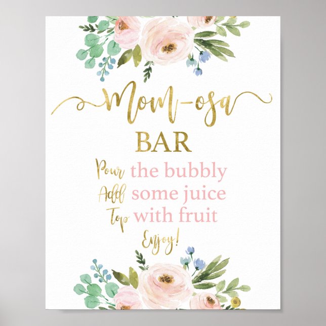 Affiche Panneau du bar Momosa rose et verdoyant (Devant)