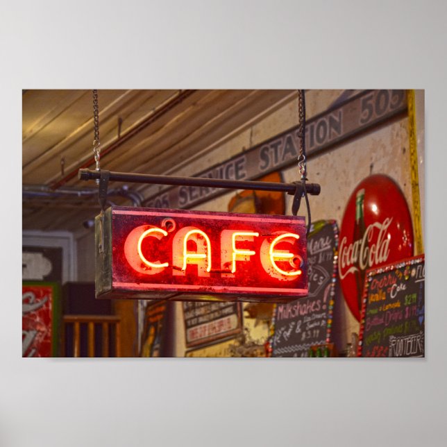Affiche Panneau du café Neon, Jefferson, Texas (Devant)
