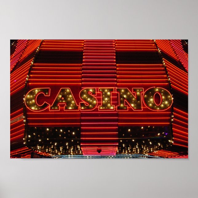 Affiche Panneau du casino Red neon à Las Vegas (Devant)
