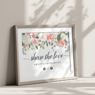 Affiche Panneau du Hashtag Mariage floral du milieu de l'é