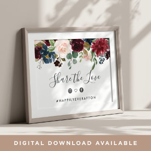 Affiche Panneau du Hashtag Mariage Radiant Bloom