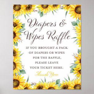 Affiche Panneau du jeu Baby shower tournesol