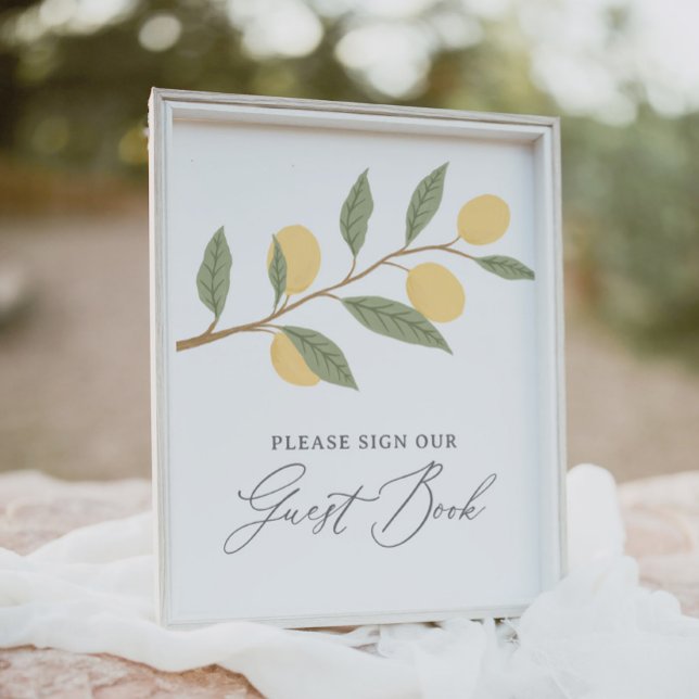 Affiche Panneau du livre d'hôtes Baby shower citron (Créateur téléchargé)