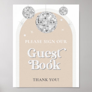Affiche Panneau du livre d'hôtes Disco Ball Baby shower
