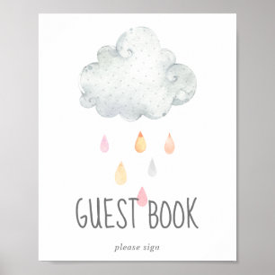 Affiche Panneau du livre d'invité Baby shower de pluie Clo