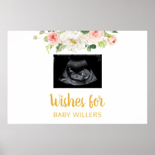 Affiche Panneau du livre d'invité baby shower, Sonogramme