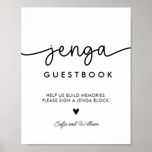 Affiche Panneau du livre d'invité Jenga Mariage imprimable