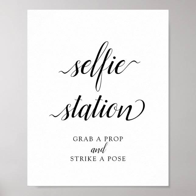 Affiche Panneau du Mariage de calligraphie "Selfie Station (Devant)