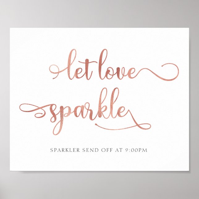 Affiche Panneau du Mariage rose brillant "Let love" (Devant)