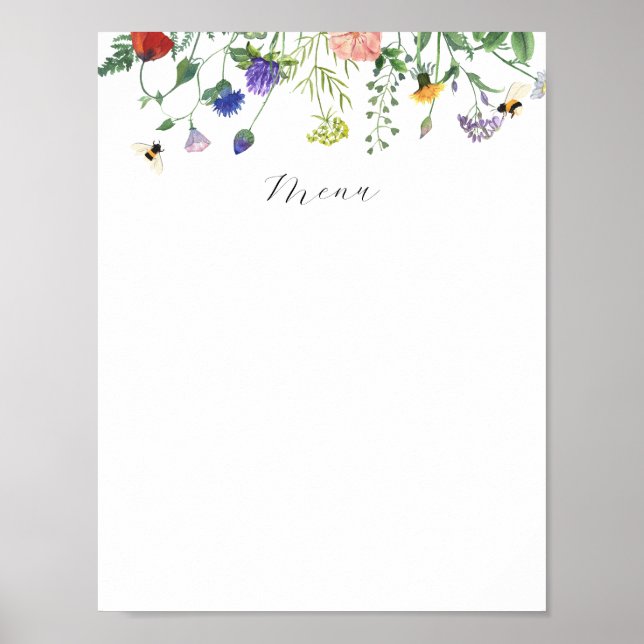 Affiche Panneau du menu Champs fleurs sauvages (Devant)