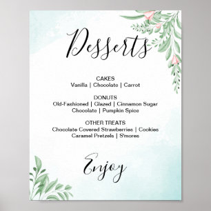 Affiche Panneau du menu Mariage Dusty Blue Eucalyptus