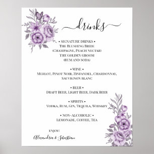 Affiche Panneau du menu Mariage Floral Orchid