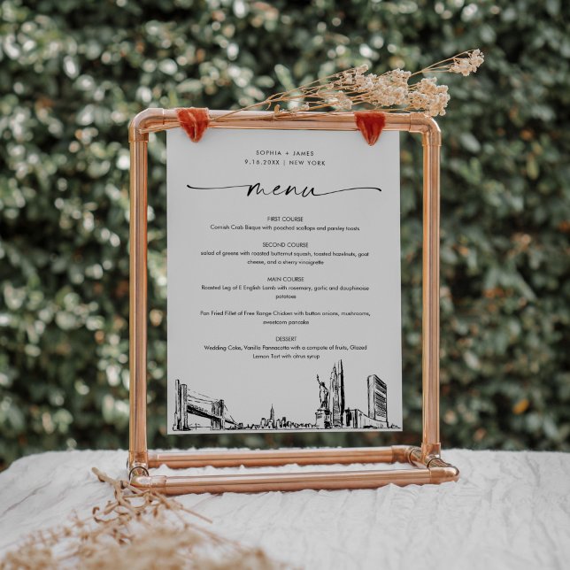 Affiche Panneau du menu Mariage Skyline de New York (Créateur téléchargé)