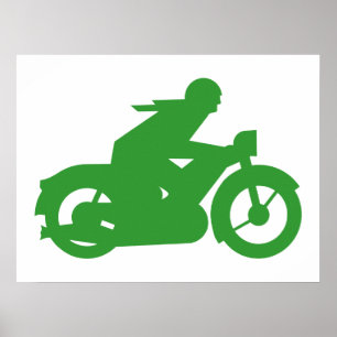 Affiche Panneau du Motard Vert