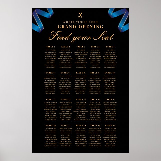 Affiche Panneau du plan de table pour l'événement d'entrep (Devant)