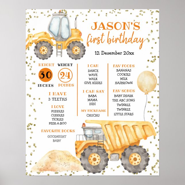 Affiche Panneau du premier anniversaire du camion de const (Devant)