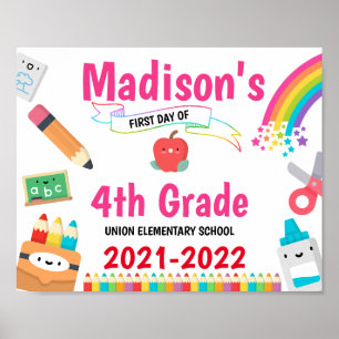 Affiche Panneau du premier jour de l'école arc-en-ciel