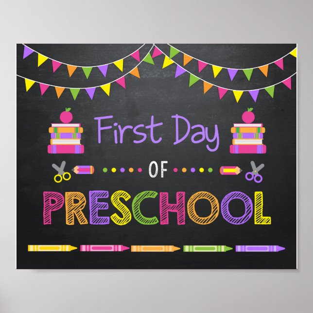 Affiche Panneau du premier jour de l'école maternelle, pan (Devant)