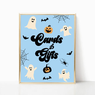 Affiche Panneau Éffrayant Halloween bleu