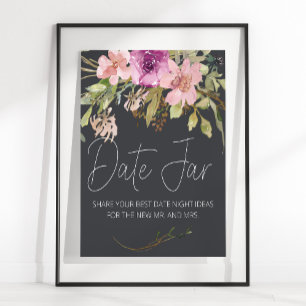 Affiche Panneau élégant de fleurs roses et violettes pouss