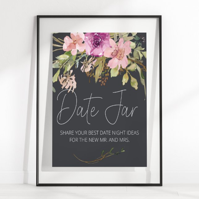 Affiche Panneau élégant de fleurs roses et violettes pouss (Créateur téléchargé)