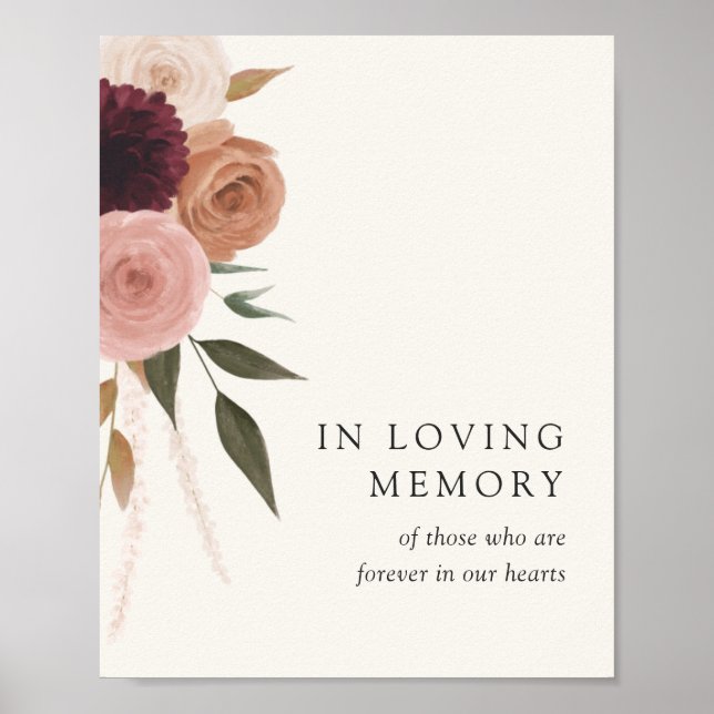 Affiche Panneau élégant de mariage aux fleurs de prune en  (Devant)