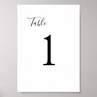 Affiche Panneau élégant de numéro de table de mariage noir