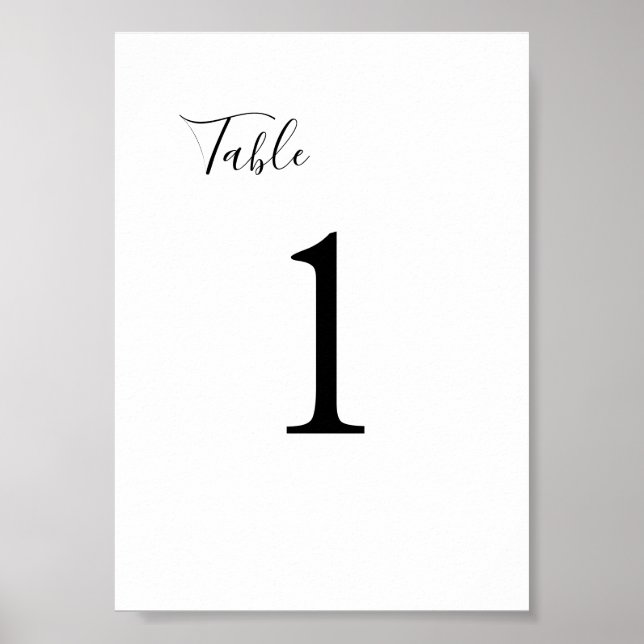 Affiche Panneau élégant de numéro de table de mariage noir (Devant)