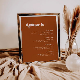 Affiche Panneau élégant du bar-dessert Burnt Orange Mariag
