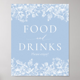 Affiche Panneau Élégant Dusty Blue Wilfloral Food and Drac