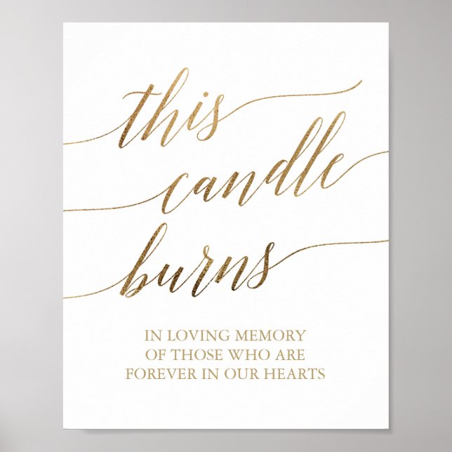 Affiche Panneau élégant en calligraphie dorée Cette bougie (Devant)