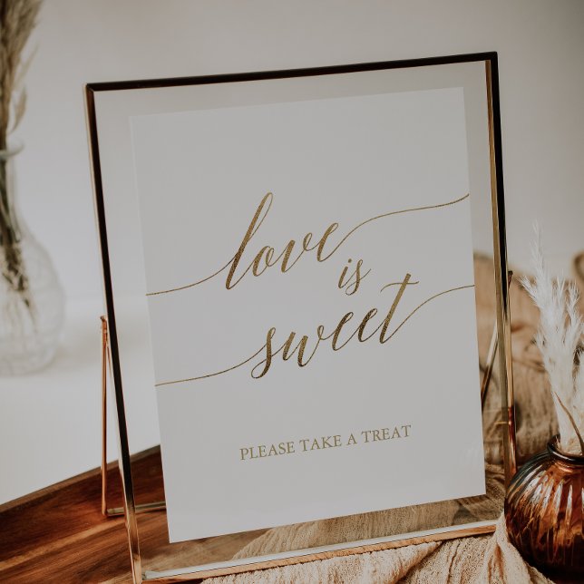 Affiche Panneau Élégant en Calligraphie Dorée L'Amour est  (Créateur téléchargé)